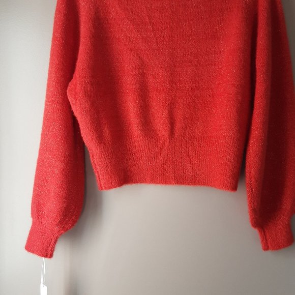 Shrinking Violet Women's Red Sparkle Sweater | New! M - Picture 8 of 14